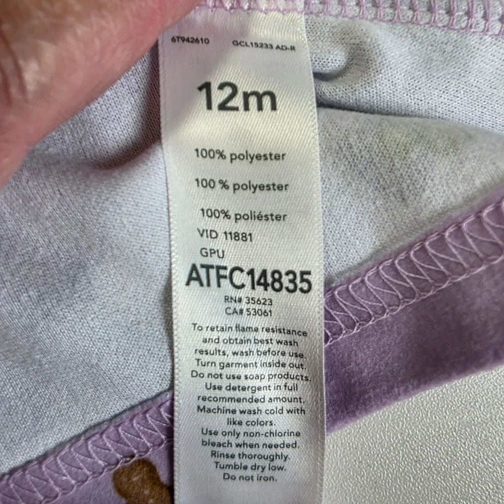Carters Just One You 12M Purple Gingerbread Fleece Pajama Set Footed Pants NEW